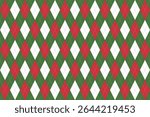 Seamless Christmas Argyle Pattern Green Red White Gray