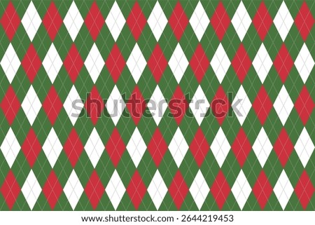 Seamless Christmas Argyle Pattern Green Red White Gray