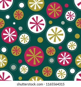 Seamless Christmas background with bauble pattern with gold, red and green color, great for decoration paper, wrapping, wallpaper