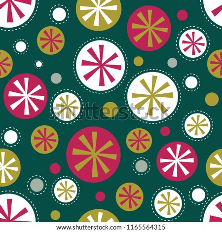 Seamless Christmas background with bauble pattern with gold, red and green color, great for decoration paper, wrapping, wallpaper