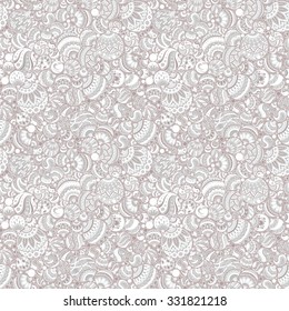 Seamless Christmas background with beige christmas balls. Vintage christmas seamless pattern. Doodle Hand Drawn Style