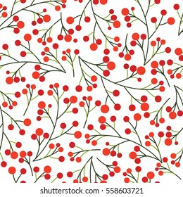 Seamless Christmas Background With Berries Design