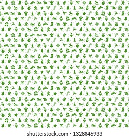 seamless christmas background colored green consists of typical christmas icons like santa claus, candle, snowfalke, tree, gingerbread man, stars