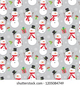 Seamless Christmas background with cute snowman design vector illustration