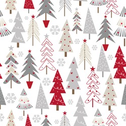 Seamless Christmas Background With Decorative Christmas Trees 