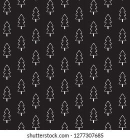 Seamless Christmas background with decorative Christmas trees