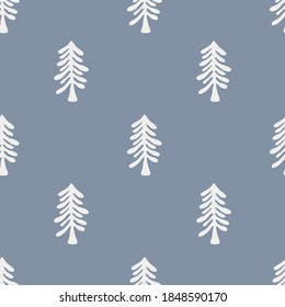 Seamless Christmas background with decorative Christmas trees. Vector illustration.