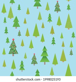 Seamless Christmas background with decorative Christmas trees