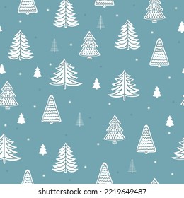 Seamless Christmas background with decorative Christmas trees