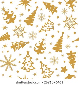 Seamless Christmas background with decorative Christmas trees.