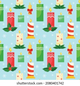Seamless Christmas background with different holiday candles