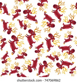 Seamless christmas background with funny deers.
