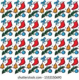 Seamless Christmas background. Hand drawn illustrations pattern