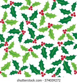 Seamless Christmas Background with Holly leaf, suitable for gift wrap or wallpaper background 