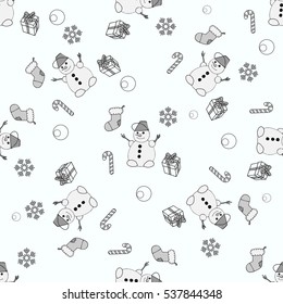 Seamless Christmas background, isolated on white. Vector illustration.