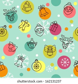 Seamless Christmas background in line flat design style