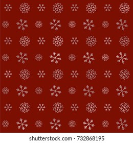 Seamless Christmas background with random scatter falling silver snowflakes on a burgundy background.