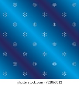 Seamless Christmas background with random scatter falling silver snowflakes on a navy blue background.