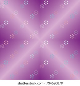 Seamless Christmas background with random scatter falling colorful snowflakes on a lilac gradient background