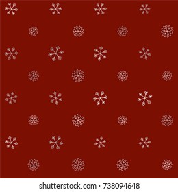 Seamless Christmas background with random scatter falling silver snowflakes on a burgundy background.
