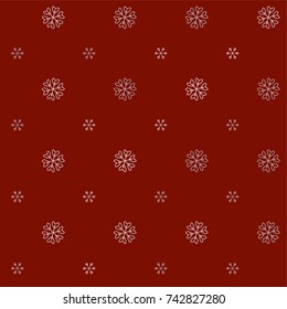 Seamless Christmas background with random scatter falling silver snowflakes on a burgundy background.
