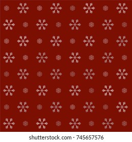 Seamless Christmas background with random scatter falling silver snowflakes on a burgundy background.