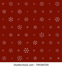 Seamless Christmas background with random scatter falling silver snowflakes on a burgundy background.