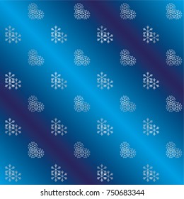 Seamless Christmas background with random scatter falling silver snowflakes on a navy blue background.