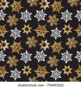 seamless christmas background with snowflake on black background