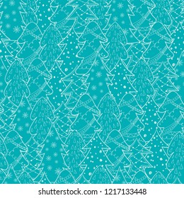 Seamless Christmas background with Christmas trees. New year pattern for your design