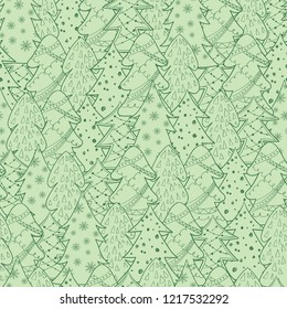 Seamless Christmas background with Christmas trees. New year pattern for your design