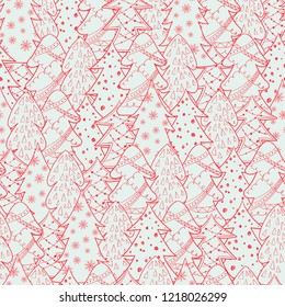 Seamless Christmas background with Christmas trees. New year pattern for your design