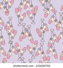 Seamless Christmas background with winter mittens