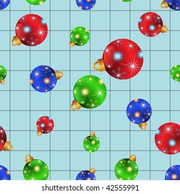 seamless christmas balls with blue background