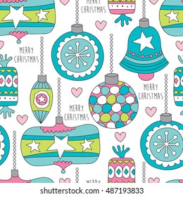 seamless christmas balls pattern vector illustration