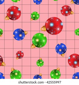 seamless christmas balls with pink background