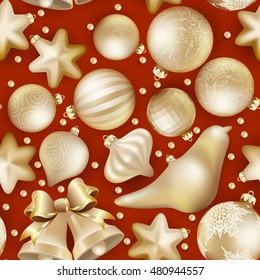 Seamless Christmas baubles. Swatch ready. EPS 10 vector file included