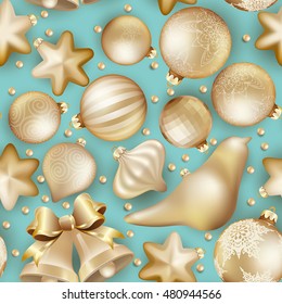 Seamless Christmas baubles. Swatch ready. EPS 10 vector file included