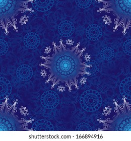 seamless Christmas beautiful blue pattern (background) contents snowflakes