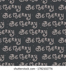 
Seamless christmas bee merry holiday background. Stylized lettering monochrome pattern texture. Scandi festive christmas greeting background. Stylish modern seasonal gift wrapping paper.