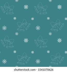 Seamless Christmas bell pattern. Background snowflake for textiles, fabrics, cotton fabric, covers, wallpaper, print, gift wrapping, postcard, scrapbooking.
