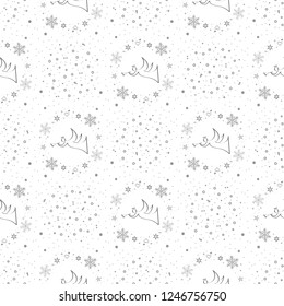 Seamless Christmas and Christmas black and white background with snowflakes. You can repaint in any color. Vector. For printing packaging, textile, background for websites, etc.