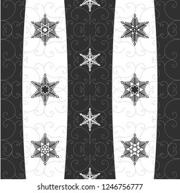 Seamless Christmas and Christmas black and white background with snowflakes. You can repaint in any color. Vector. For printing packaging, textile, background for websites, etc.
