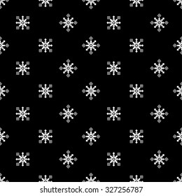Seamless Christmas black and white background with decorative snowflakes 