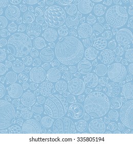 Seamless Christmas blue background with christmas balls. Vintage christmas seamless pattern.