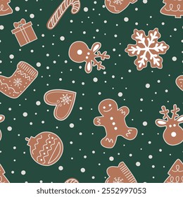 Seamless Christmas Cookies snow pattern