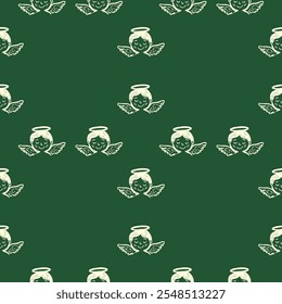 Seamless Christmas cute angels  vector pattern for festive design	