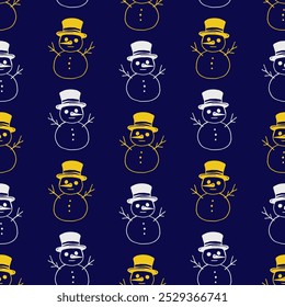 Natal perfeito bonito bonitinho snowmans vetor padrão para o design festivo