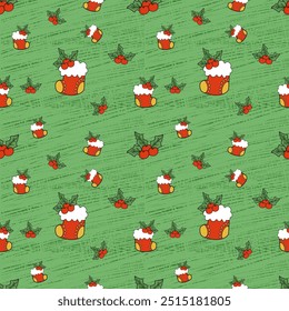 nahtloses Illustrationsmuster zum Weihnachtstag, Zur Verwendung auf Stoff, Geschenkpapier, Tischdecken oder Kulissen.