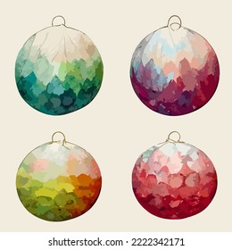 Seamless christmas decoration balls, aquarelle balls endless pattern. Winter holidays